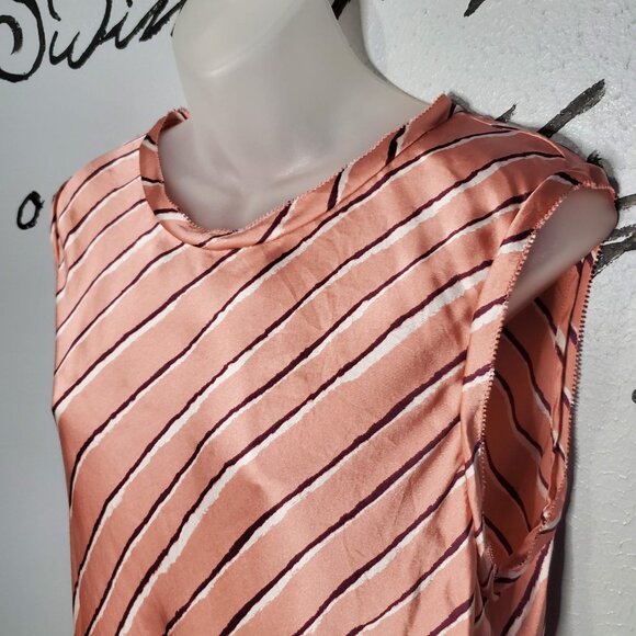 Rebecca Taylor 100% Pink Striped Silk Sleeveless Blouse, 16 - Picture 2 of 6